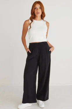 Stories be Told Opulent Luxury Black Pull On Wide Leg Pants