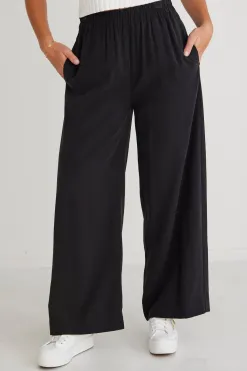 Stories be Told Opulent Luxury Black Pull On Wide Leg Pants