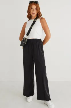 Stories be Told Opulent Luxury Black Pull On Wide Leg Pants