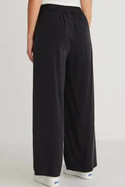 Stories be Told Opulent Luxury Black Pull On Wide Leg Pants