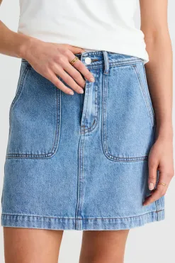 Ivy + Jack Orchard Mid Blue Pocket Front Denim Mini Skirt