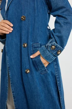 RE:UNION Label Origin Storm Blue Denim Trench Coat