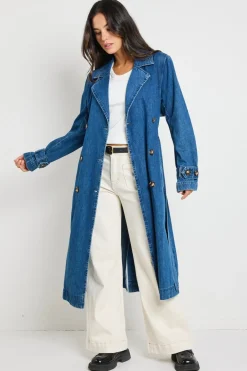 RE:UNION Label Origin Storm Blue Denim Trench Coat