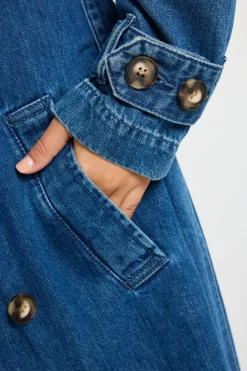 RE:UNION Label Origin Storm Blue Denim Trench Coat