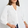 Ivy + Jack Ornamental White Lace Insert Pintuck SS Shirt