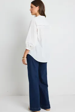 Ivy + Jack Ornamental White Lace Insert Pintuck SS Shirt