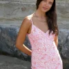 Among the Brave Otherworldly Pink Silhouette Bias Slip Midi Dress