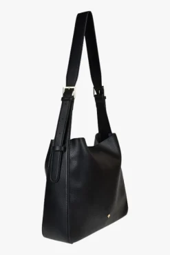 Peta + Jain Otto Black Grain Vegan Leather Slouch Bucket Bag
