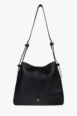 Peta + Jain Otto Black Grain Vegan Leather Slouch Bucket Bag
