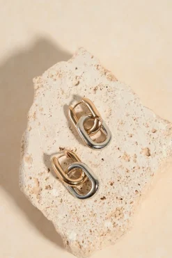 Humble + Heart Oval Drop Gold + Rhodium Earrings