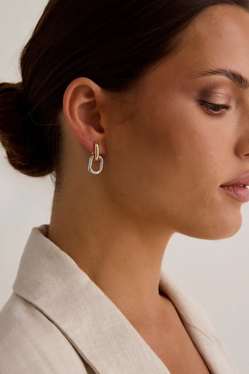 Humble + Heart Oval Drop Gold + Rhodium Earrings