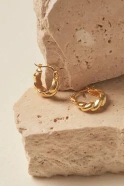 Georgia Mae Oval Twist Hoop Gold Earrings