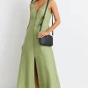 Among the Brave Panama Moss Sleeveless Button Front Midi Dress