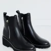 EOS Parson Black Chunky Zip Leather Ankle Boot