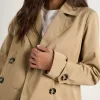 Stories be Told Pathway Camel Cropped Trench Jacket