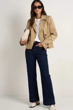 Stories be Told Pathway Camel Cropped Trench Jacket