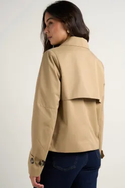 Stories be Told Pathway Camel Cropped Trench Jacket