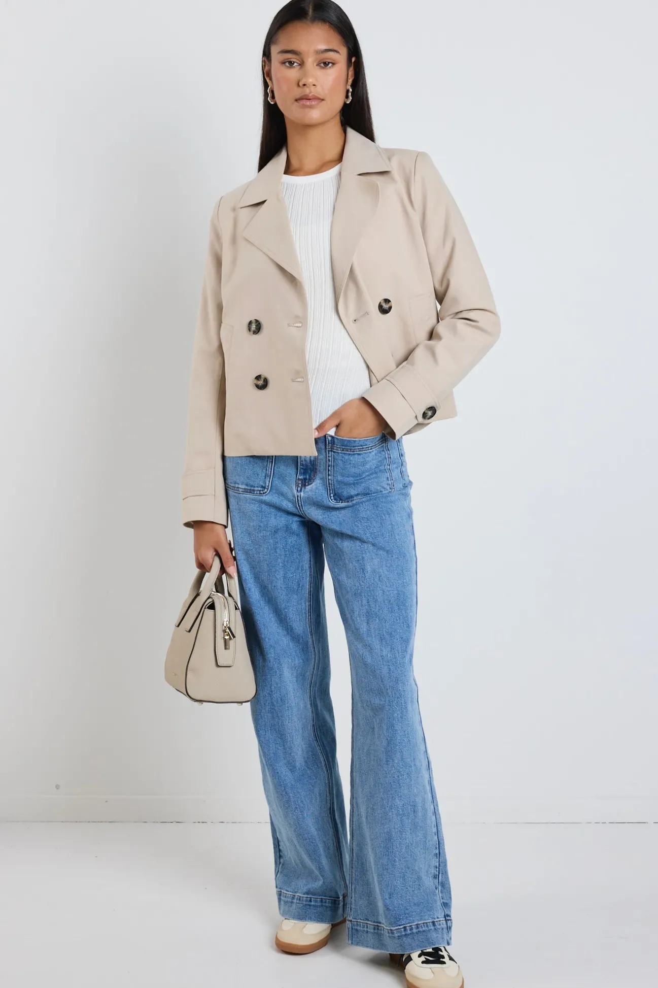 Stories be Told Pathway Taupe Cropped Trench Jacket