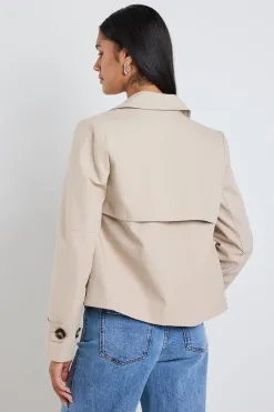Stories be Told Pathway Taupe Cropped Trench Jacket