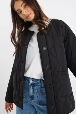 Stories be Told Peak Black Oversized Padded Shell Jacket