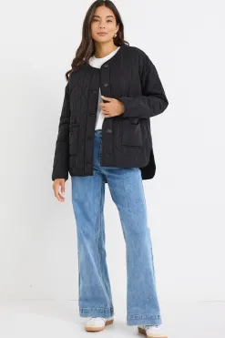 Stories be Told Peak Black Oversized Padded Shell Jacket