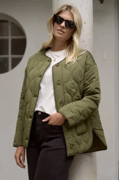 Stories be Told Peak Khaki Oversized Padded Shell Jacket
