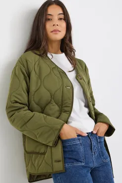 Stories be Told Peak Khaki Oversized Padded Shell Jacket