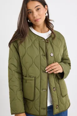 Stories be Told Peak Khaki Oversized Padded Shell Jacket
