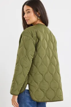Stories be Told Peak Khaki Oversized Padded Shell Jacket