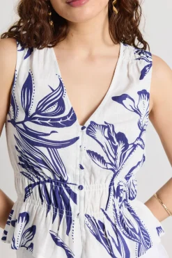 Stories be Told Pegasus Navy Silhouette Button Front Sleeveless Top