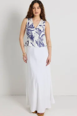 Stories be Told Pegasus Navy Silhouette Button Front Sleeveless Top