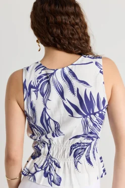 Stories be Told Pegasus Navy Silhouette Button Front Sleeveless Top