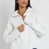 Ivy + Jack Pendant Ivory Quarter Zip Cable Jumper