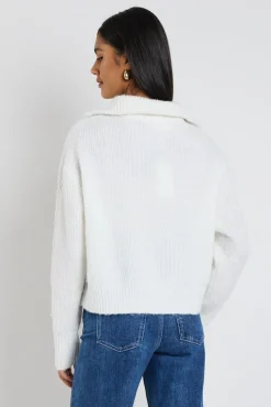 Ivy + Jack Pendant Ivory Quarter Zip Cable Jumper