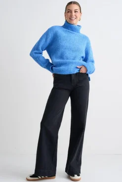 Ivy + Jack Penelope Azure Blue Roll Neck Knit Jumper