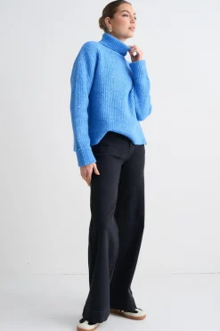 Ivy + Jack Penelope Azure Blue Roll Neck Knit Jumper