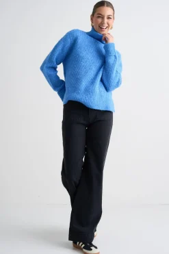 Ivy + Jack Penelope Azure Blue Roll Neck Knit Jumper