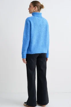 Ivy + Jack Penelope Azure Blue Roll Neck Knit Jumper