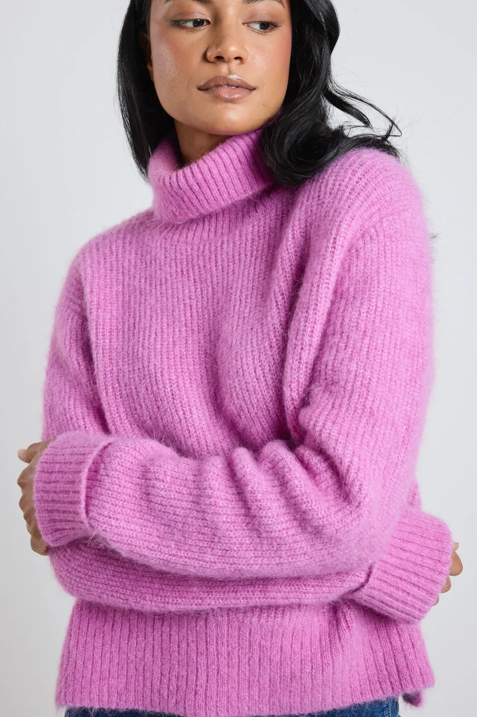 Ivy + Jack Penelope Fuchsia Roll Neck Knit Jumper