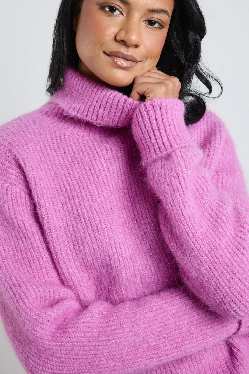 Ivy + Jack Penelope Fuchsia Roll Neck Knit Jumper
