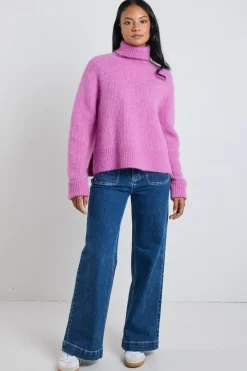 Ivy + Jack Penelope Fuchsia Roll Neck Knit Jumper