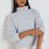 Ivy + Jack Penelope Light Grey Marle Roll Neck Knit Jumper