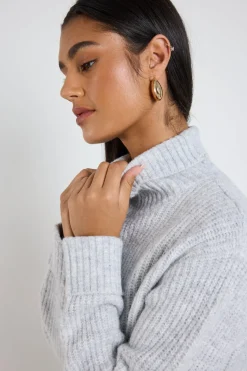 Ivy + Jack Penelope Light Grey Marle Roll Neck Knit Jumper