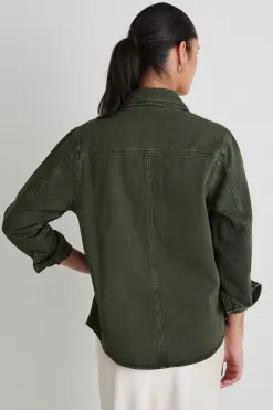 Among the Brave Penny Dark Khaki Denim Shacket
