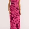 Mink Pink Persephone Berry Floral Mesh Sleeveless Midi Dress