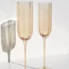 Home Lab Petal Light Amber Set 4 Champagne Flute Glass