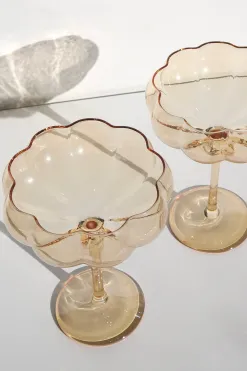 Home Lab Petal Light Amber Set 4 Cocktail Glasses
