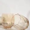 Home Lab Petal Light Amber Set 4 Stemless Wine Glass