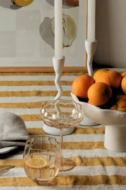 Home Lab Petal Light Amber Set 4 Stemless Wine Glass