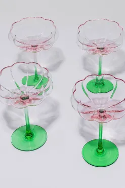 Home Lab Petal Watermelon Cocktail Glass Set 4